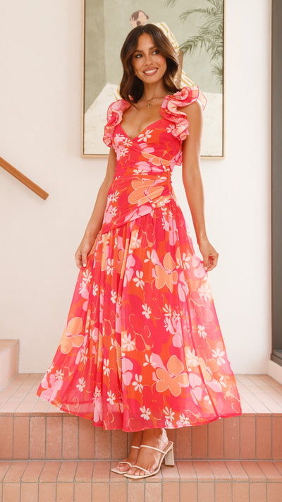 Load image into Gallery viewer, Alma Maxi Dress - Blood Orange - Billy J
