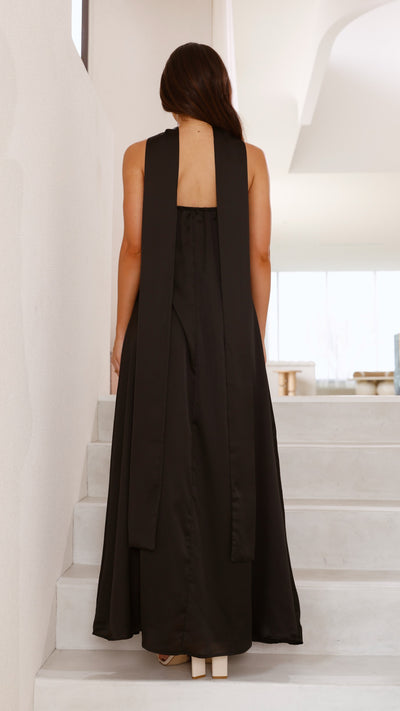 Load image into Gallery viewer, Caitie Strapless Scarf Maxi Dress - Black - Billy J
