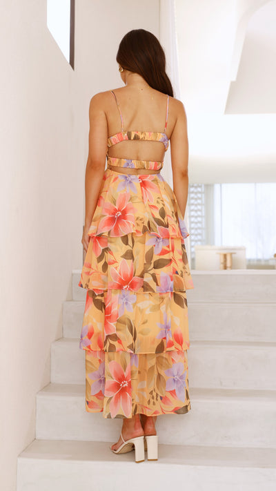 Load image into Gallery viewer, Kelli Maxi Dress - Yellow Floral - Billy J
