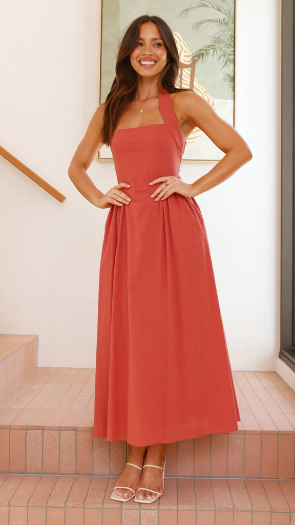 Caden Maxi Dress - Rust - Billy J