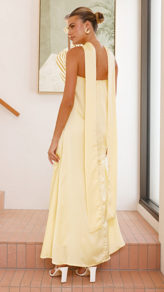 Caitie Strapless Scarf Maxi Dress - Yellow - Billy J