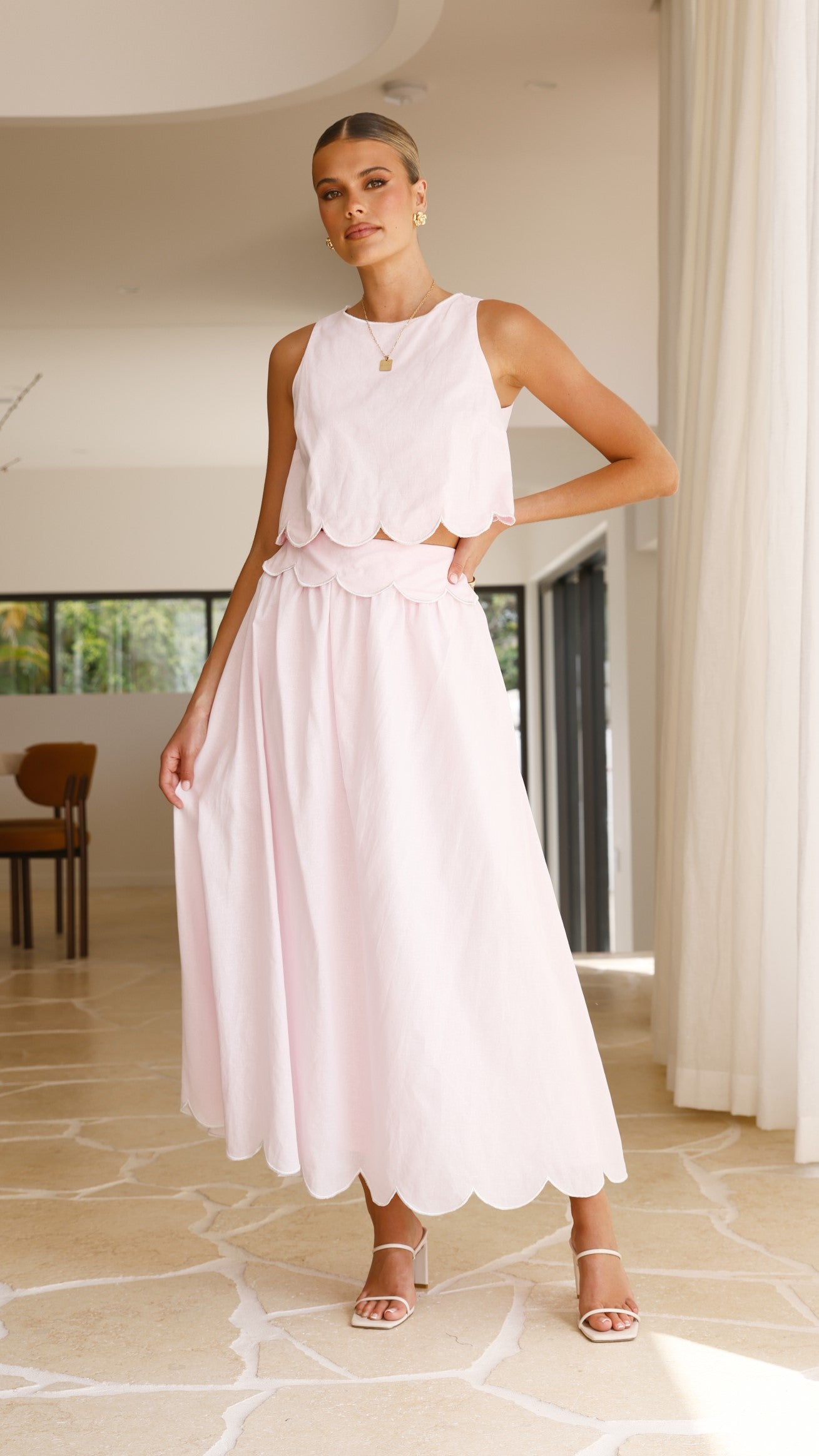 Nakisia Top and Maxi Skirt Set - Light Pink - Billy J