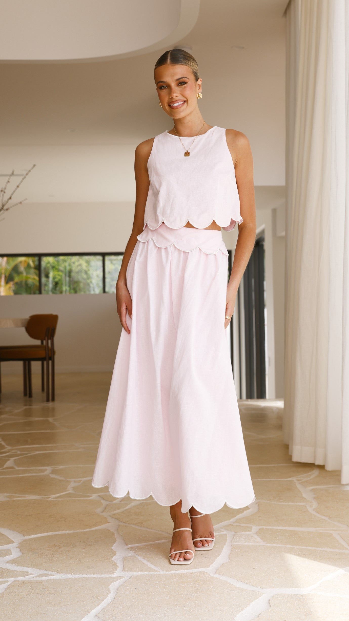 Nakisia Top and Maxi Skirt Set - Light Pink - Billy J