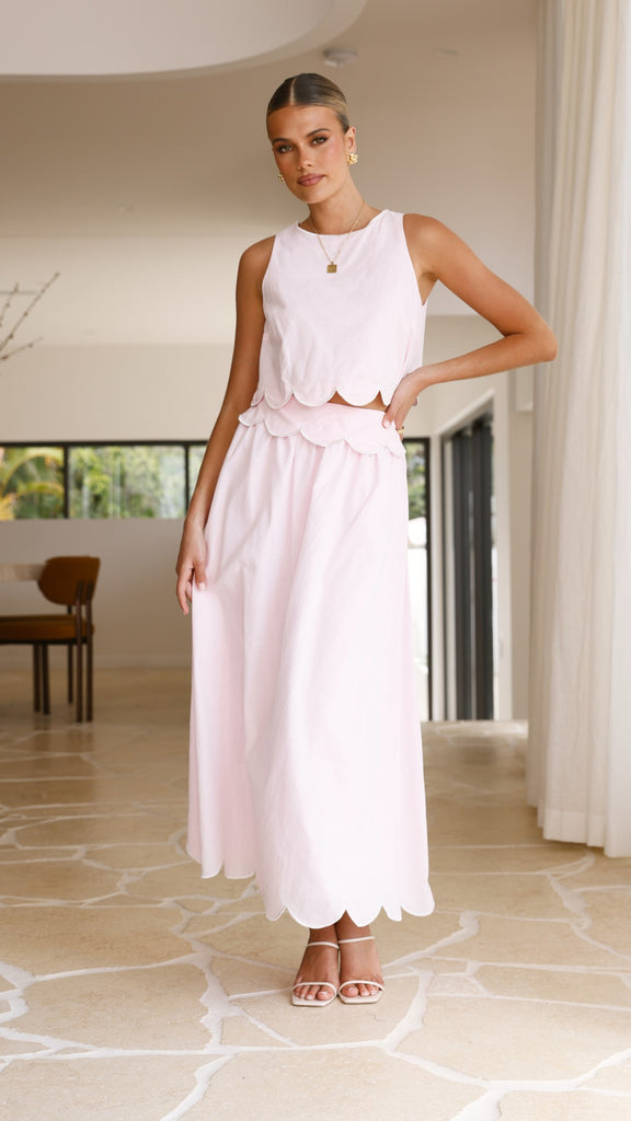 Nakisia Top and Maxi Skirt Set - Light Pink - Billy J