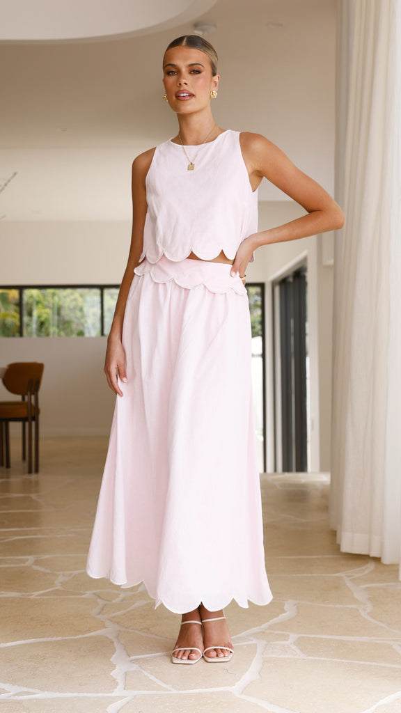 Nakisia Top and Maxi Skirt Set - Light Pink - Billy J