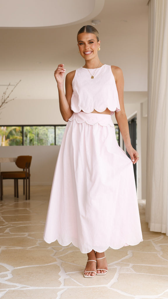 Nakisia Top and Maxi Skirt Set - Light Pink - Billy J