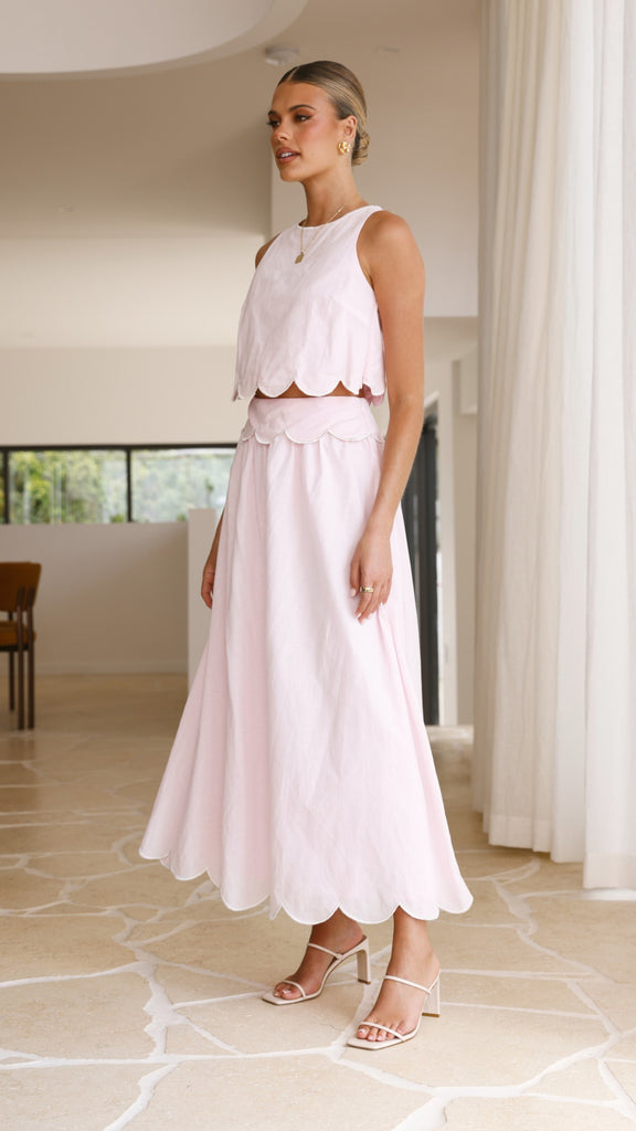 Nakisia Top and Maxi Skirt Set - Light Pink - Billy J