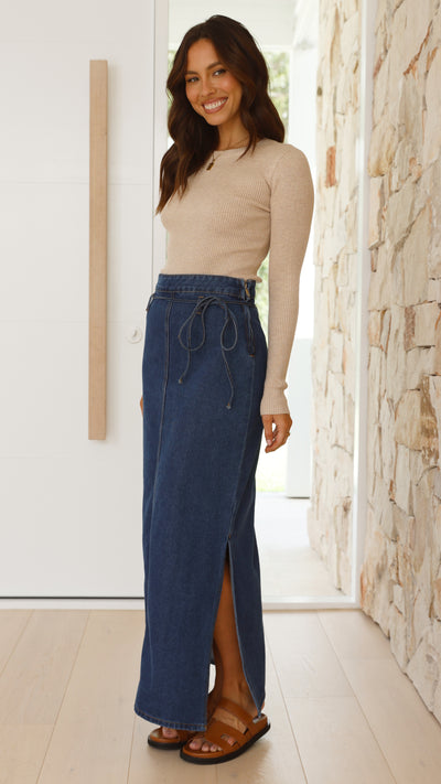 Load image into Gallery viewer, Kahlilia Maxi Skirt - Mid Blue Denim - Billy J
