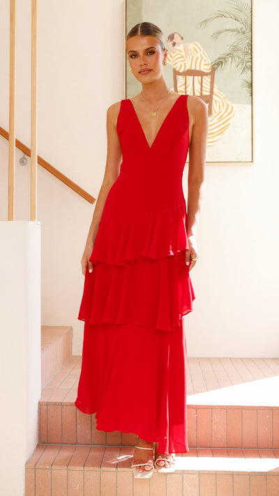 Load image into Gallery viewer, Stasie Maxi Dress - Red - Billy J
