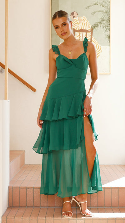 Load image into Gallery viewer, Achelle Maxi Dress - Forest Green - Billy J
