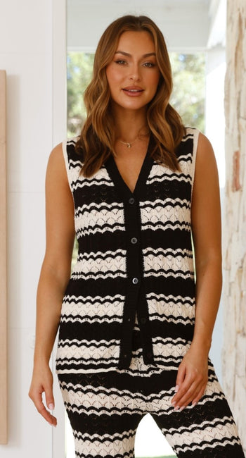 Kahula Vest - Black / White Stripe