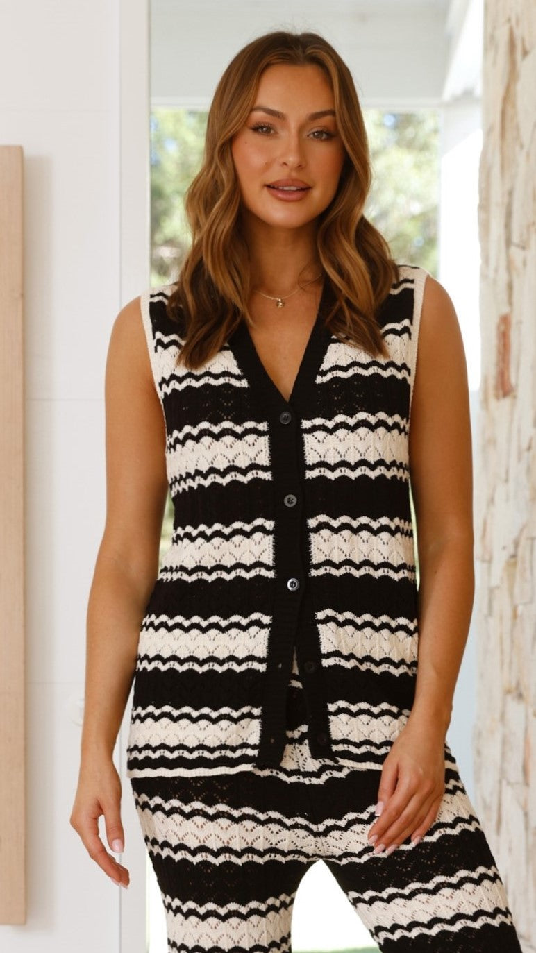 Kahula Vest - Black / White Stripe - Billy J