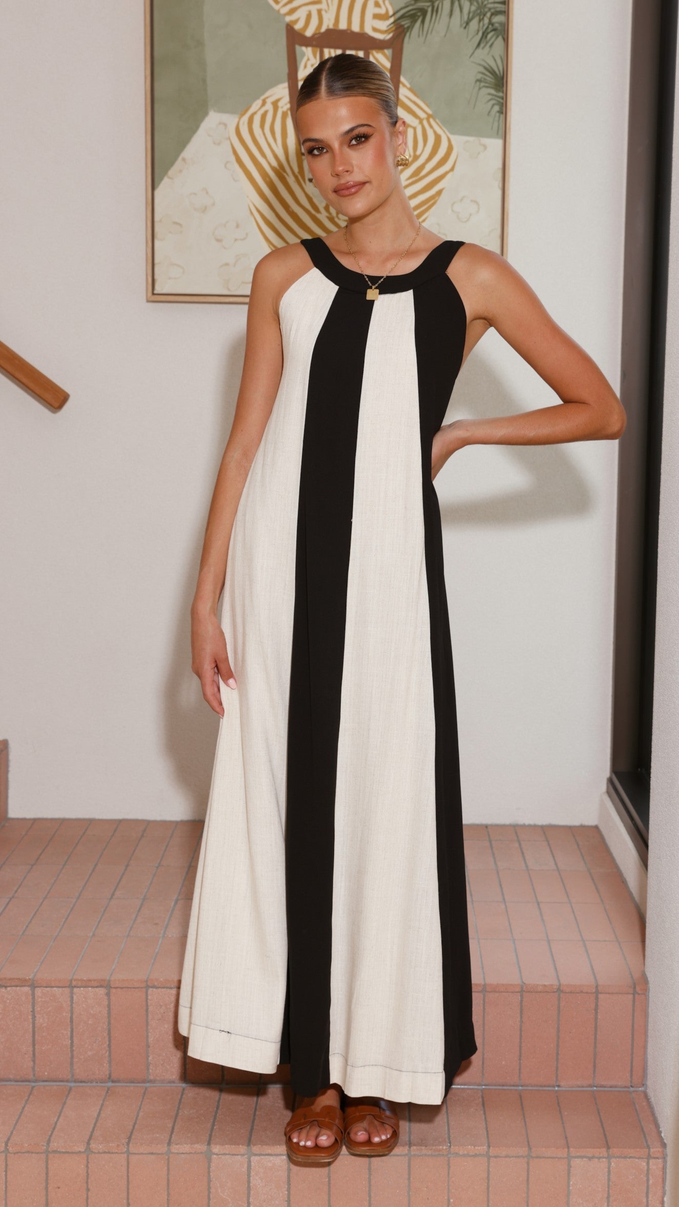 Talaith Maxi Dress - Black / Cream - Billy J