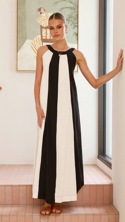 Load image into Gallery viewer, Talaith Maxi Dress - Black / Cream - Billy J
