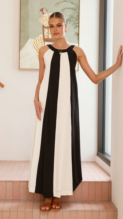 Load image into Gallery viewer, Talaith Maxi Dress - Black / Cream - Billy J
