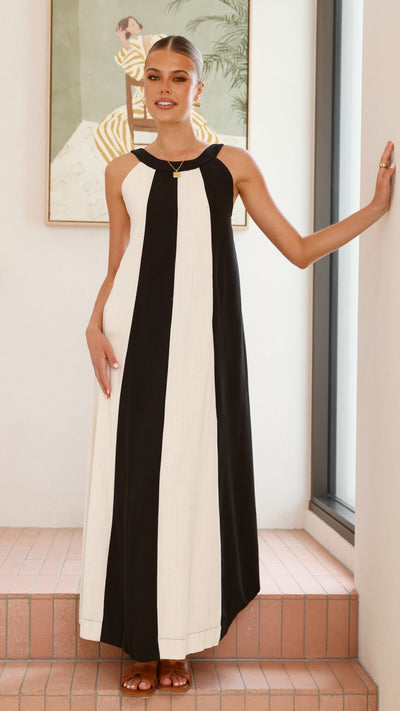 Load image into Gallery viewer, Talaith Maxi Dress - Black / Cream - Billy J
