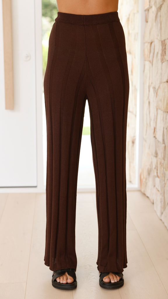 Bayu Knit Pants - Brown - Billy J