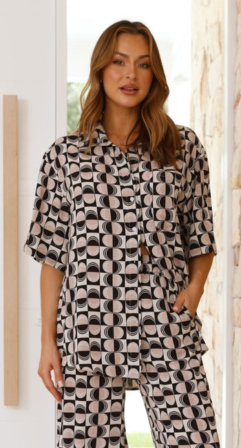 Annie Button Up Shirt - Palermo Print