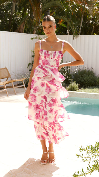 Load image into Gallery viewer, Indi Maxi Dress - Pink Floral - Billy J
