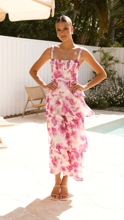 Load image into Gallery viewer, Indi Maxi Dress - Pink Floral - Billy J
