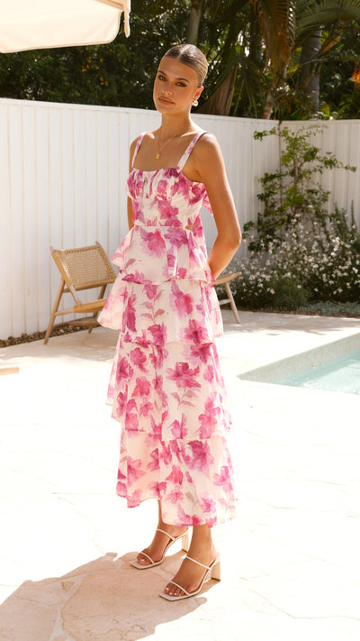 Load image into Gallery viewer, Indi Maxi Dress - Pink Floral - Billy J
