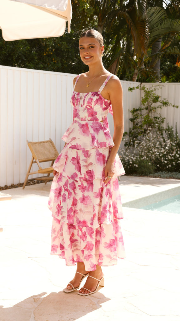 Indi Maxi Dress - Pink Floral - Billy J