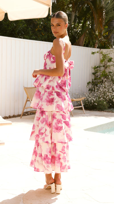 Load image into Gallery viewer, Indi Maxi Dress - Pink Floral - Billy J
