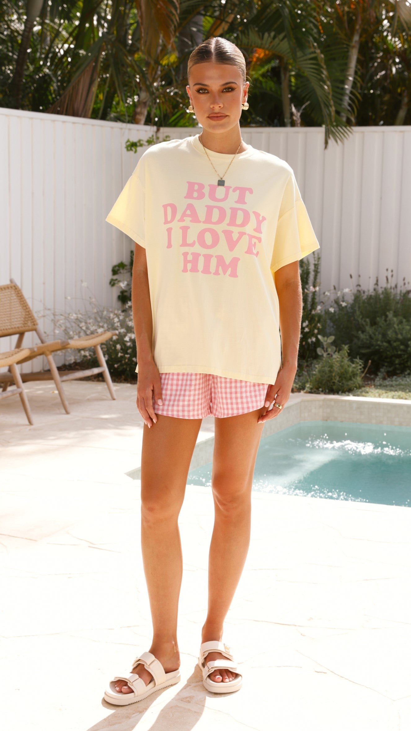 I Love Him Top and Shorts Set - Yellow/Pink - Billy J