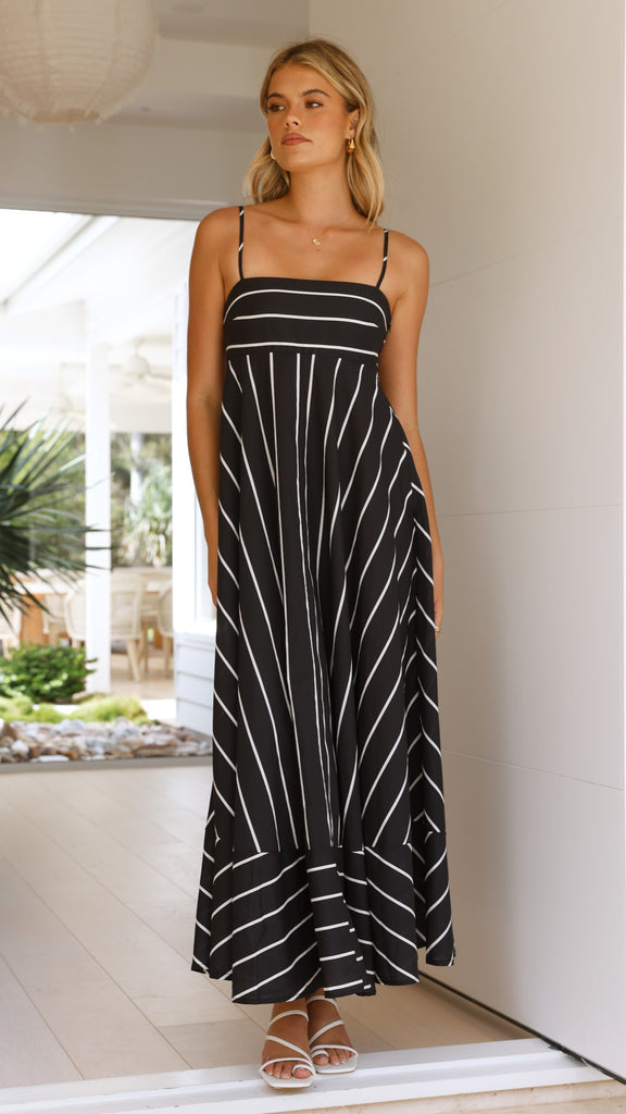 Kaethe Maxi Dress - Black / White Stripe - Billy J