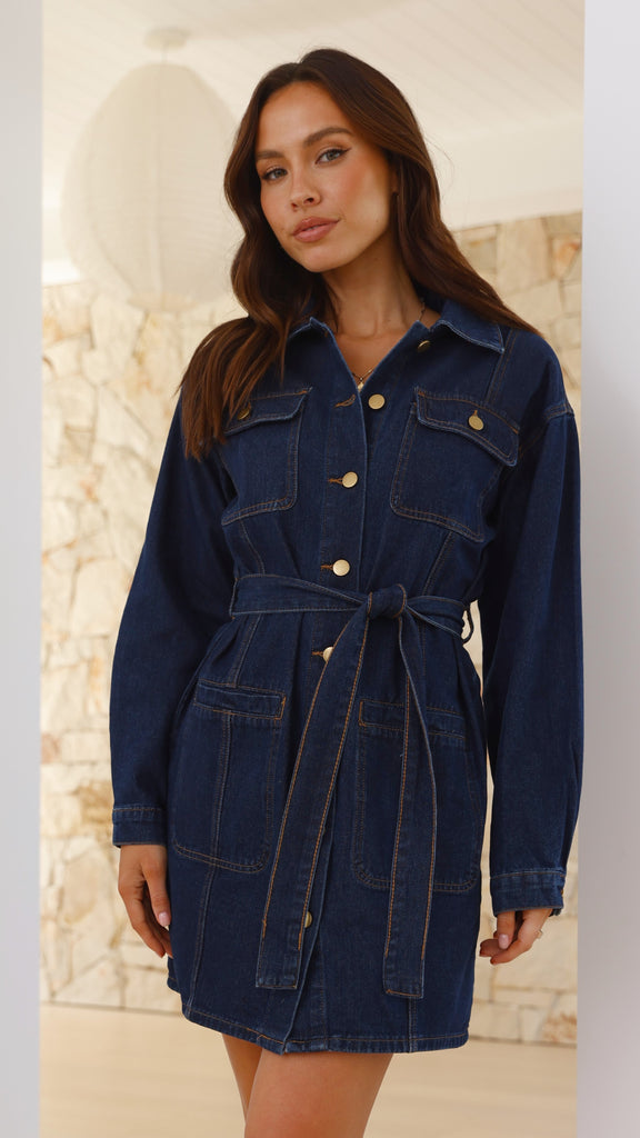 Kailas Mini Dress - Indigo Denim - Billy J