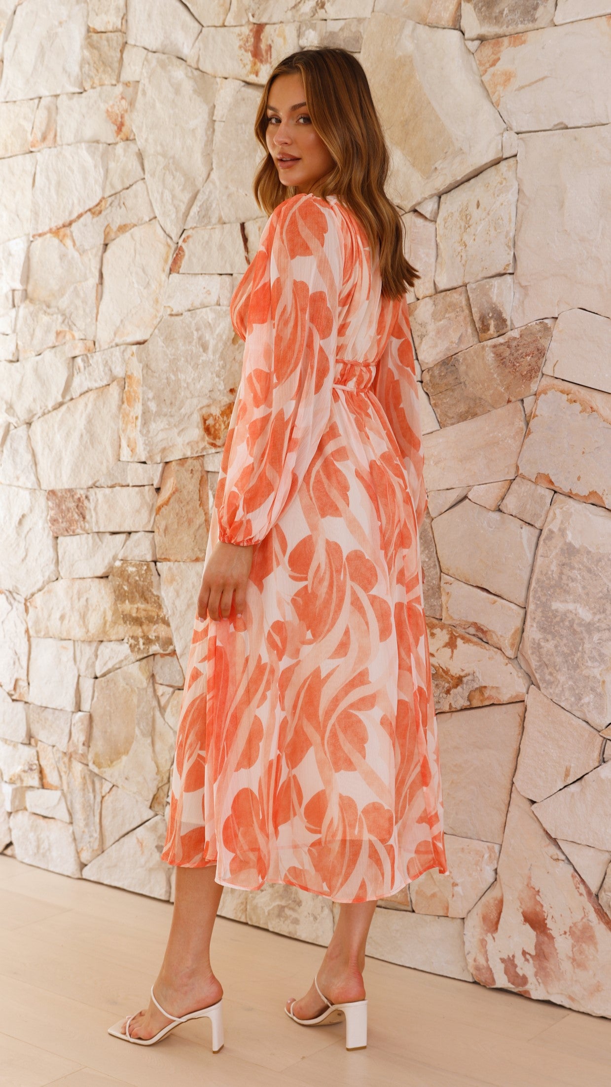 Luana Midi Dress - Orange - Billy J