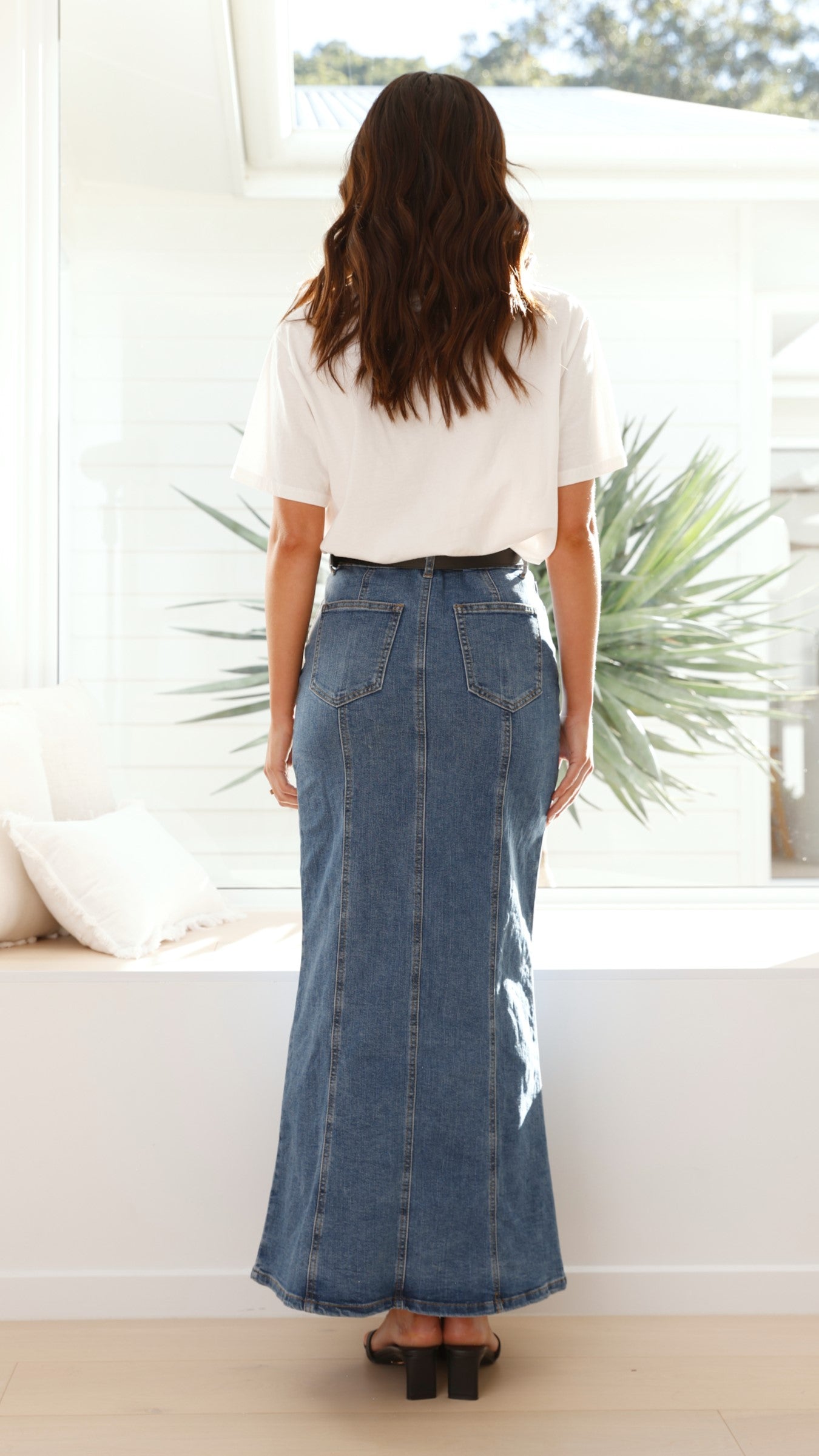 Penelope Denim Maxi Skirt - Mid Wash - Billy J