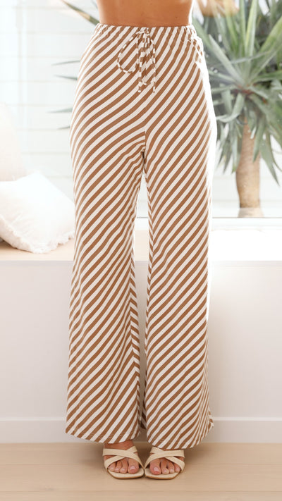 Load image into Gallery viewer, Palani Pants - Beige / White Stripe - Billy J
