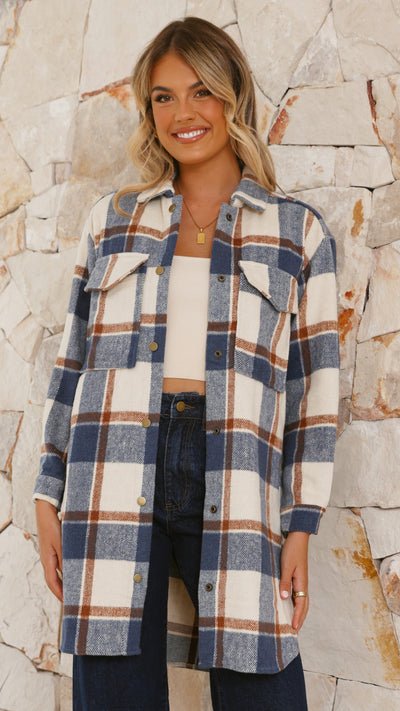 Load image into Gallery viewer, Saskia Jacket - Navy/Cream Check - Billy J
