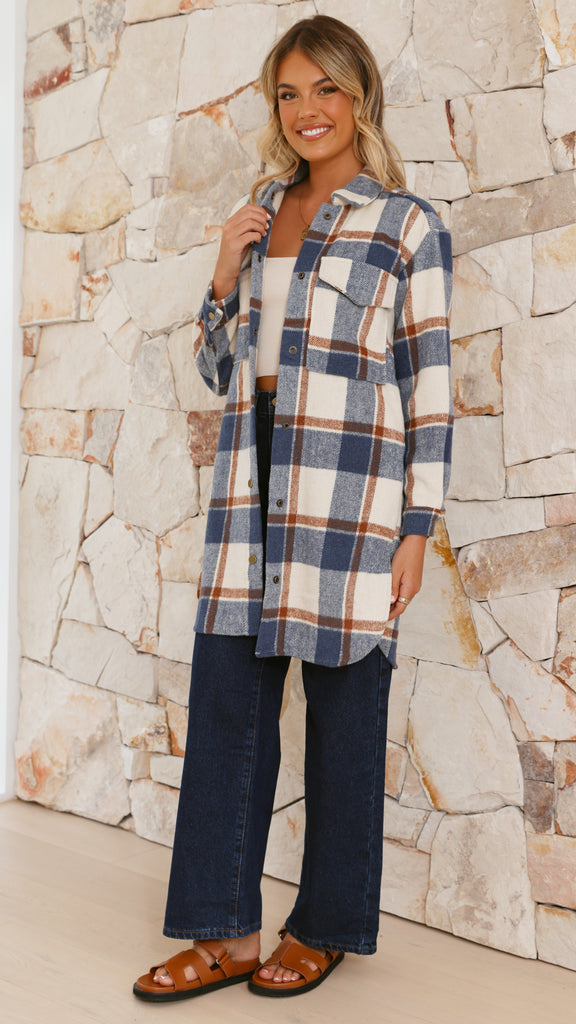 Saskia Jacket - Navy/Cream Check - Billy J