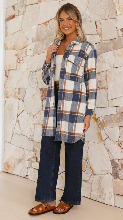 Load image into Gallery viewer, Saskia Jacket - Navy/Cream Check - Billy J
