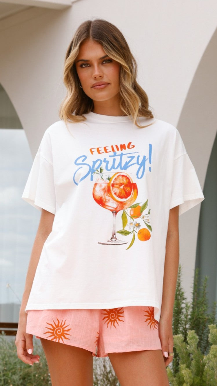 Feeling Spritzy Top and Shorts Set - White/Orange - Billy J