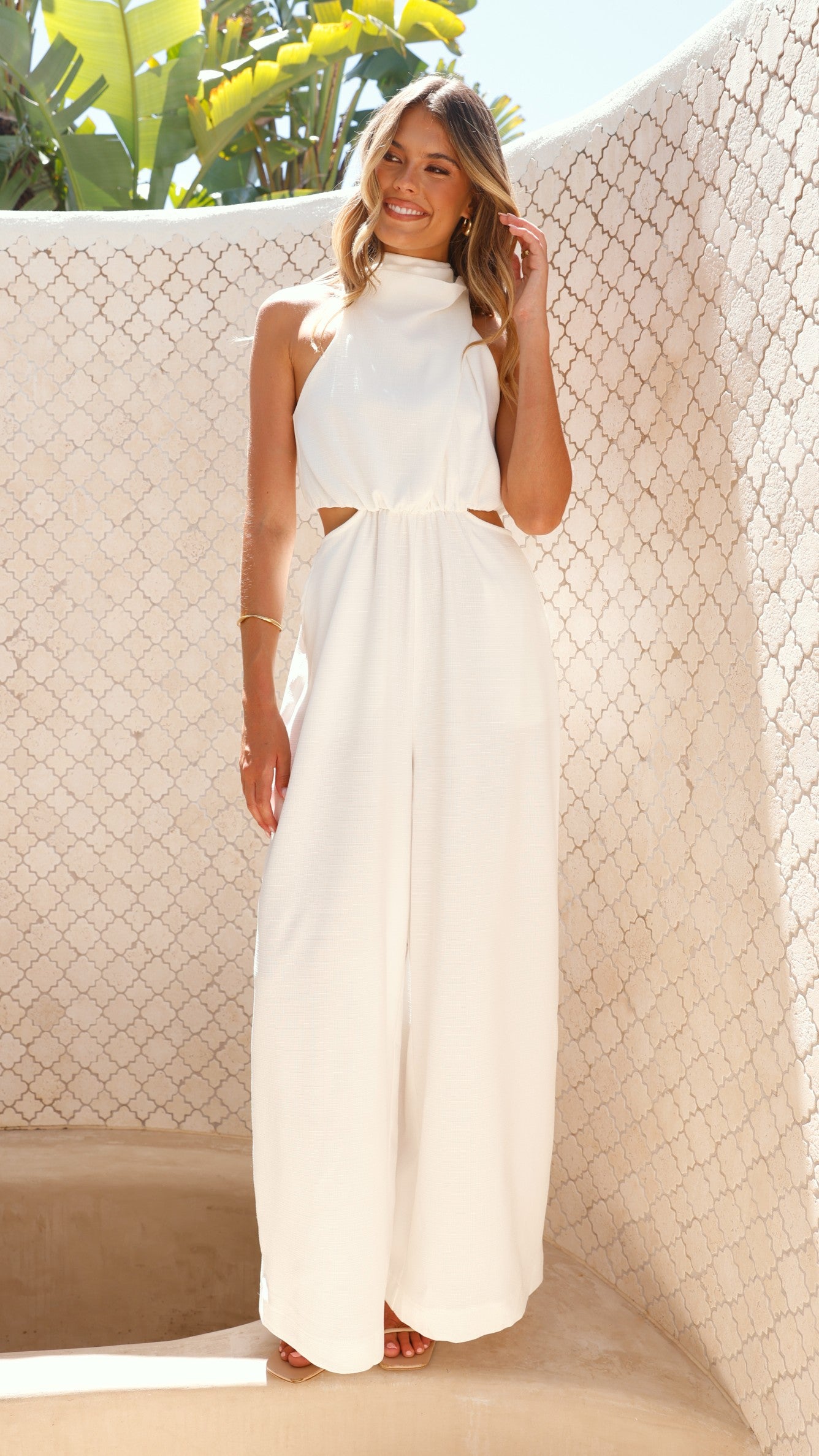 Lara Halter Neck Wide Leg Jumpsuit - White - Buy Women's Jumpsuits