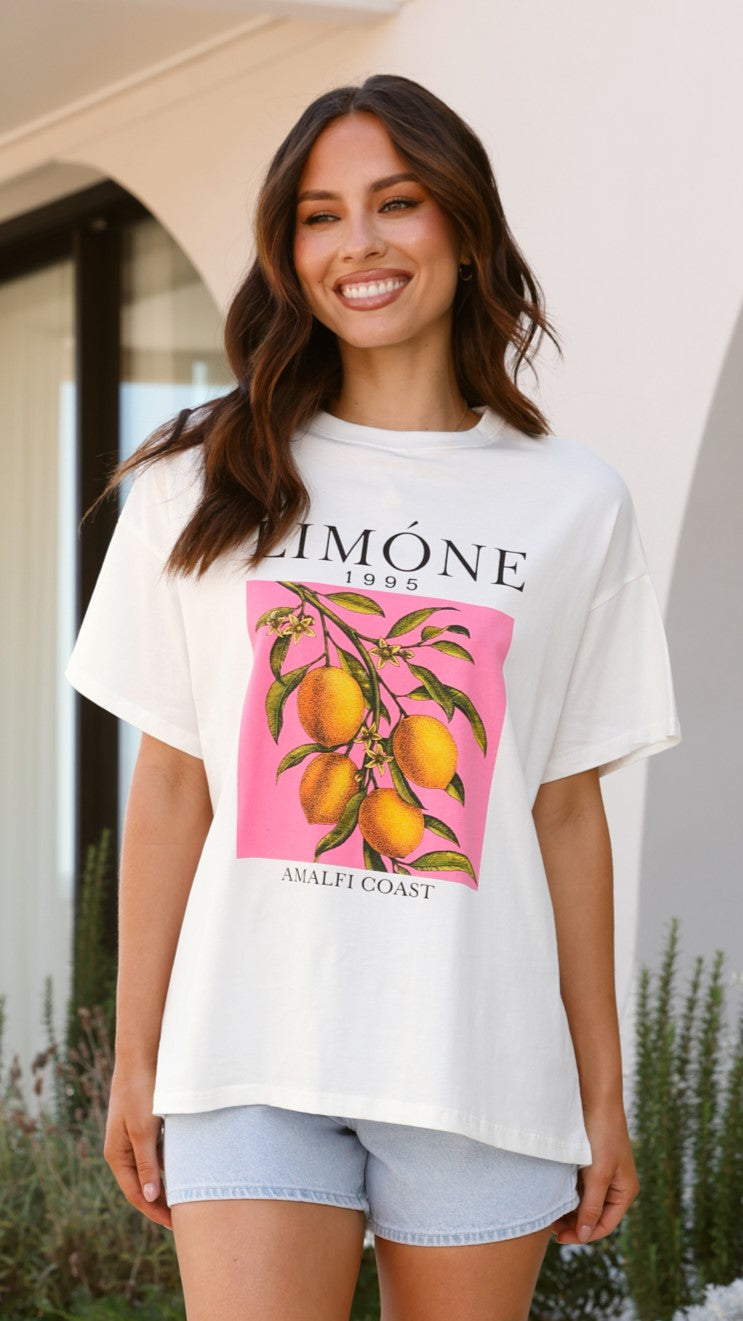 Limone Tee - White/Pink - Billy J