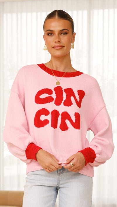 Load image into Gallery viewer, Cin Cin Sweater - Pink / Red - Billy J
