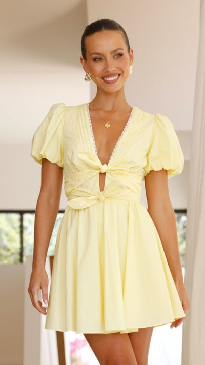 Load image into Gallery viewer, Kaloni Mini Dress - Yellow - Billy J
