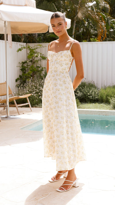 Load image into Gallery viewer, Rahima Maxi Dress - Yellow Floral - Billy J
