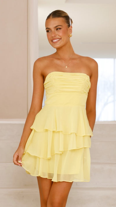 Load image into Gallery viewer, Alessia Mini Dress - Yellow - Billy J
