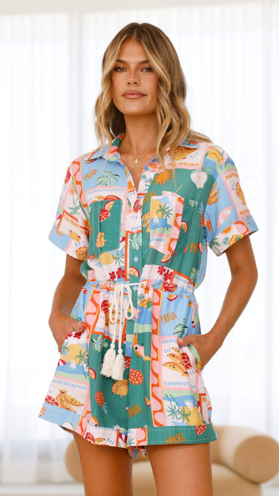 Load image into Gallery viewer, Rama Playsuit - Praia Print - Billy J
