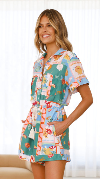 Load image into Gallery viewer, Rama Playsuit - Praia Print - Billy J
