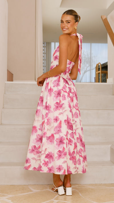 Load image into Gallery viewer, Bryony Halter Neck Maxi Dress - Pink Floral - Billy J
