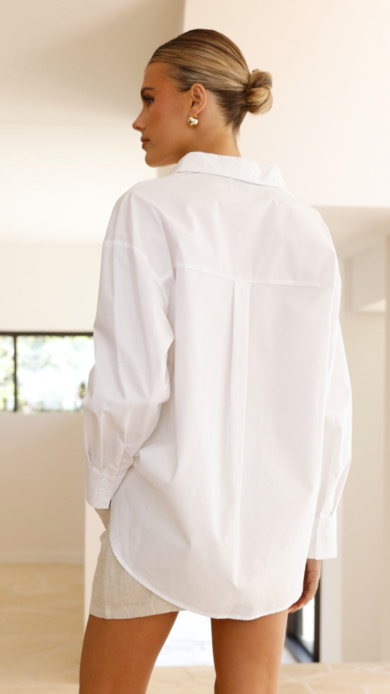 Deja Vu Oversized Shirt - White - Billy J