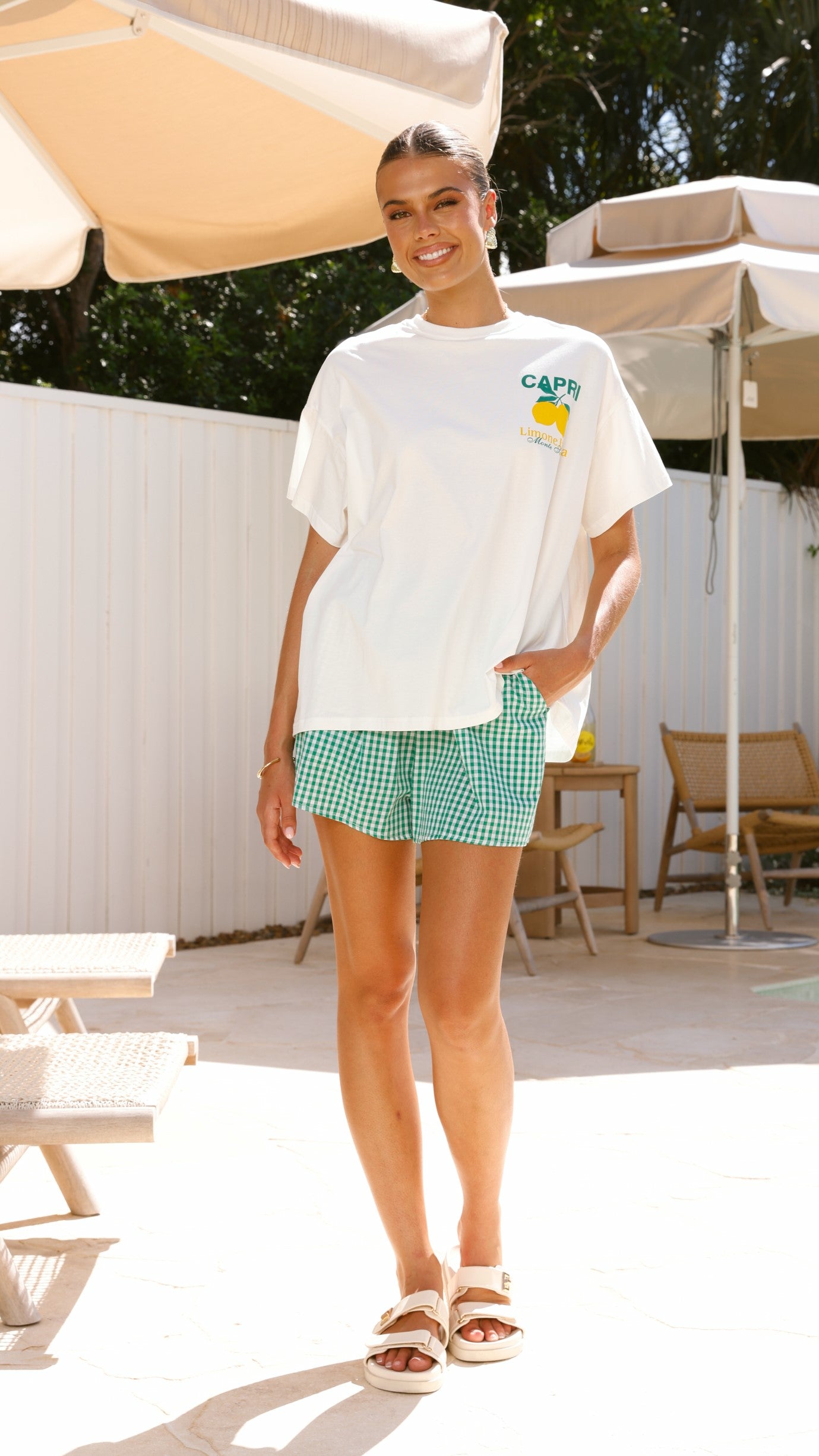 Limone Italia Top and Shorts Set - White/Green - Billy J