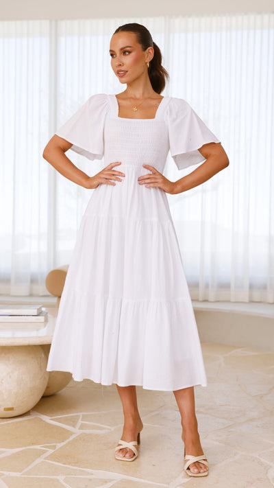 Load image into Gallery viewer, Tyra Midi Dress - White - Billy J
