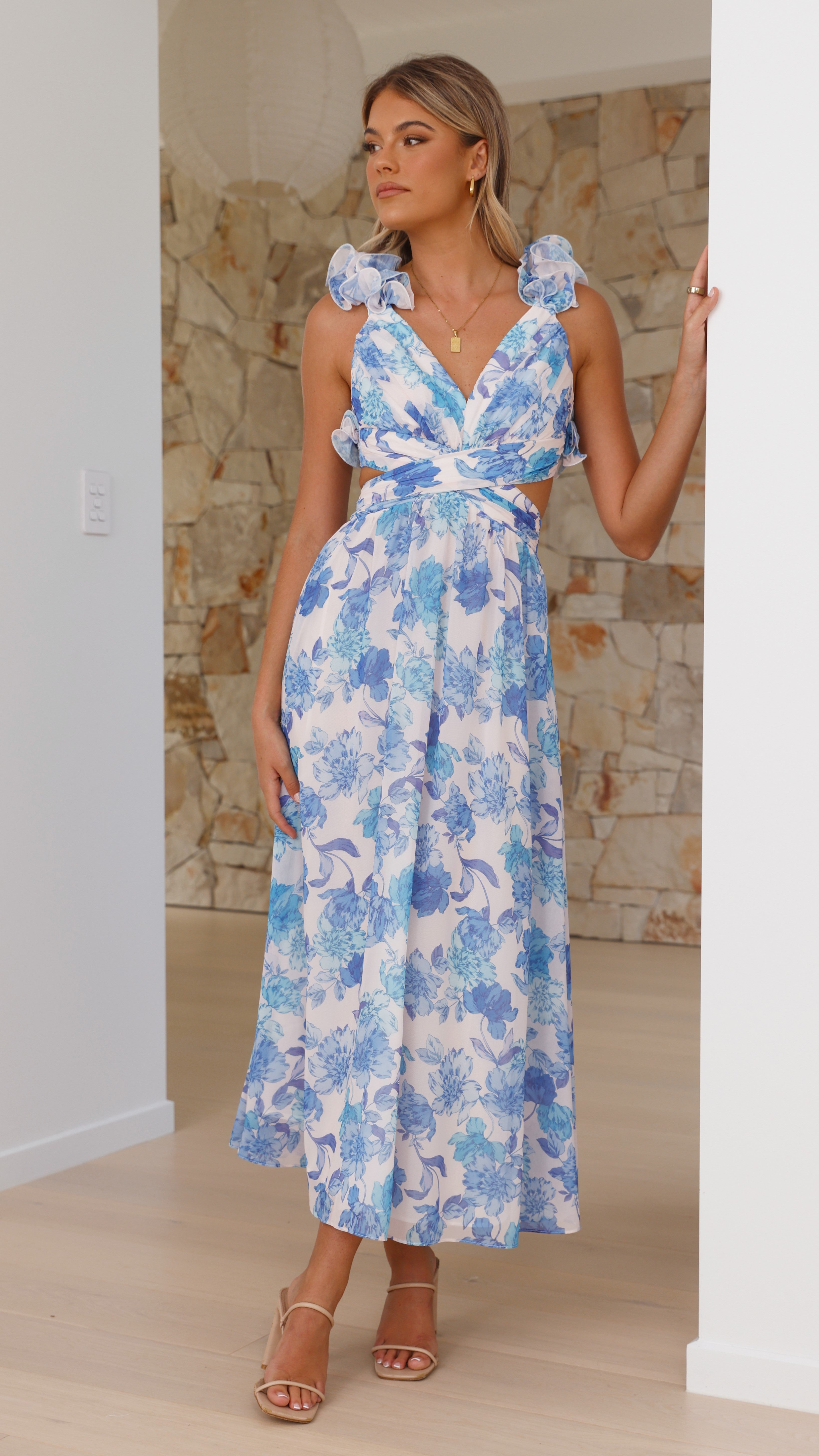 Galilhai Maxi Dress - Blue Floral - Billy J